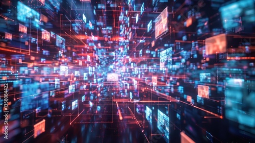A computer screen with many different colored squares and lines