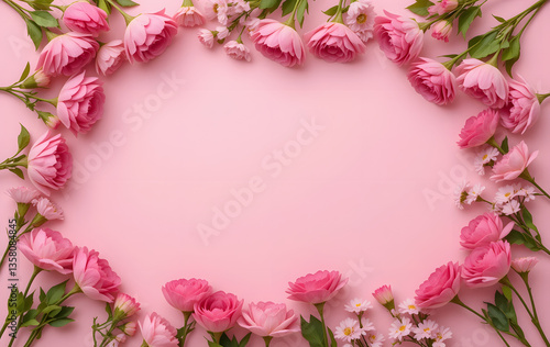 Beautiful pink peony bouquet art background. Blooming pastel peony or roses border flowers card design. Wedding backdrop, Valentine's Day concept