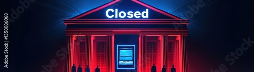 Wallpaper Mural Neon closed sign on a darkened building entrance Torontodigital.ca