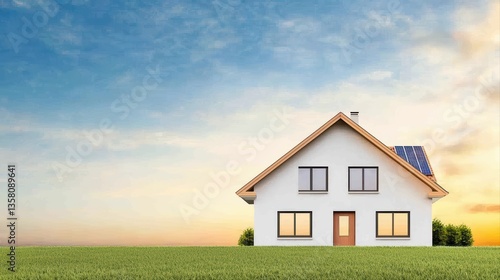 Wallpaper Mural Modern eco-friendly house with solar panels at sunset Torontodigital.ca