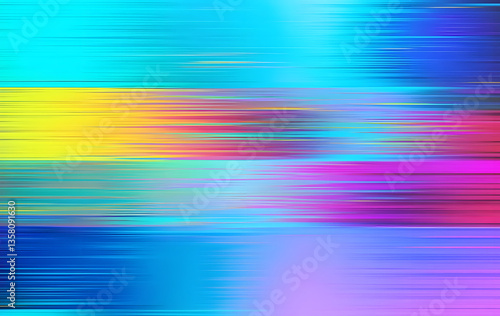 A blue, mint, pink, and yellow background with interlaced digital glitches and distortions. interlaced digital Distorted Motion glitch effects.