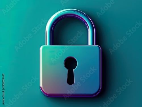 minimalist padlock in blue and green gradient 