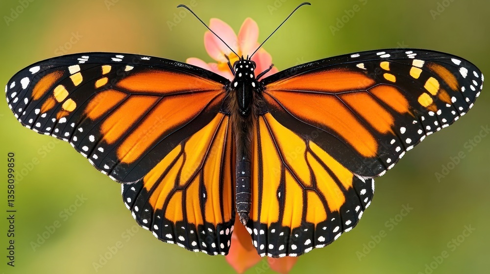 Fototapeta premium Monarch Butterfly Wings Spread Open Displaying Vibrant Colors