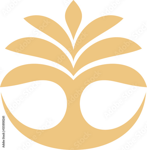 Palm icon for summer beach, tropical resort or hotel SPA, vector emblem. Palm tree creative style symbol with golden leaves for Hawaii paradise island and exotic tropic garden park or vacation travel