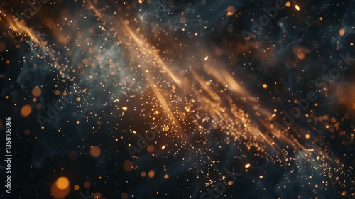 Golden Abstract Bokeh Background With Sparkles And Smoke Texture Effect