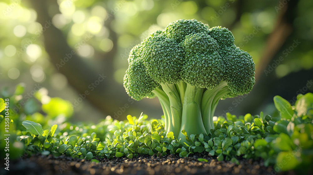 custom made wallpaper toronto digitalFresh broccoli growing among lush greenery in sunlight