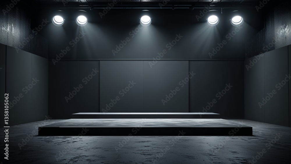 Obraz premium Mysterious dark room illuminated by spotlights