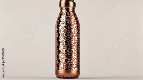 Copper water bottle, studio shot, simple design, use for branding