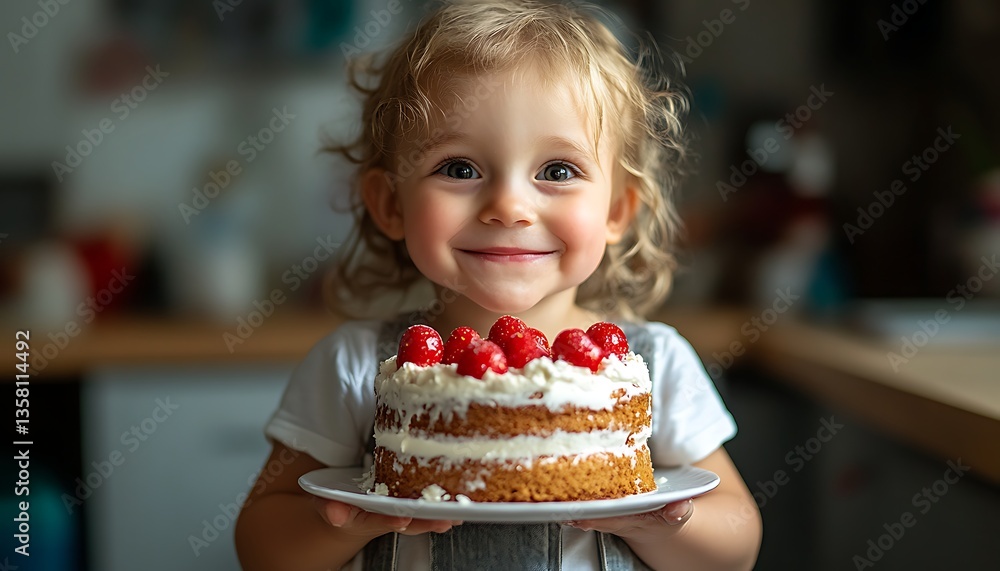 Toddler Holds Birthday Cake Toddler Holds Birthday Cake