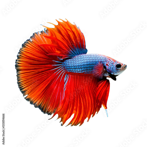 Obraz na płótnie Blue red siamese fighting fish isolated Vibrant Betta Fish: Ornamental Freshwater Aquarium w salonie