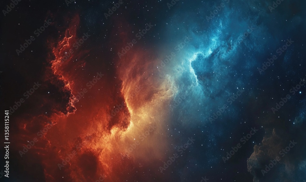 Fototapeta premium A colorful space scene with a red and blue cloud