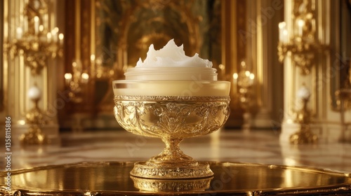 Luxurious gold goblet holds rich face cream