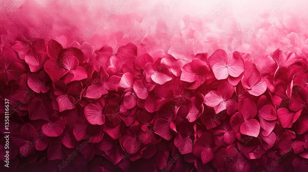 Fototapeta premium Vibrant pink hydrangea petals gradient background
