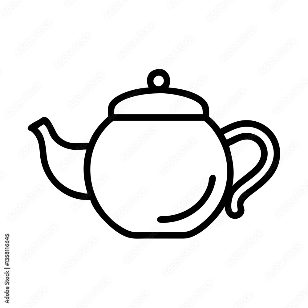 Teapot icon in outline style black and white Teapot icon in outline style black and white