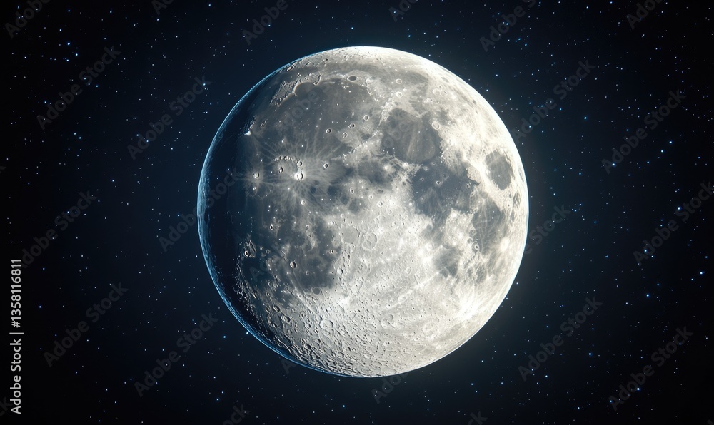 A large, bright moon in the night sky A large, bright moon in the night sky