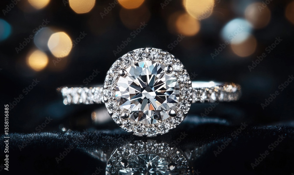 A diamond ring with a halo of diamonds A diamond ring with a halo of diamonds