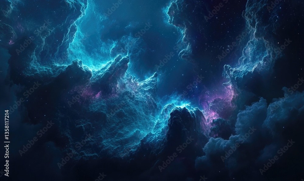 Obraz premium A dark blue sky with a few clouds and stars