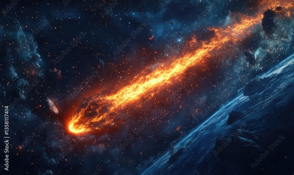 custom made wallpaper toronto digitalA fiery comet is streaking through the sky, leaving a trail of fire behind it