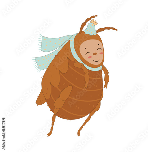 Cartoon Flea in Scarf