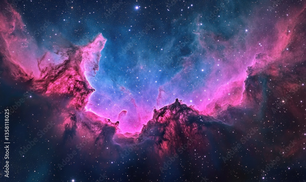 Naklejka premium A beautiful and colorful galaxy with a pink and blue cloud in the middle