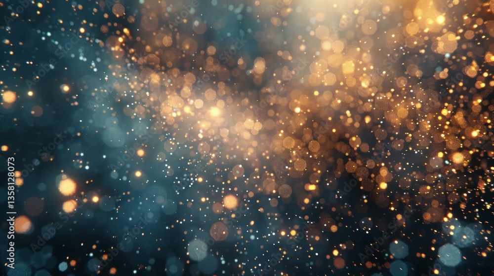 Obraz premium Golden Bokeh Lights Background. Sparkling Glitter Texture. Festive Celebration Design. Abstract Holiday Backdrop.