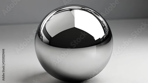 Shiny Reflective Ball on a Plain Surface in a Bright Setting Generative AI