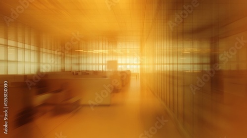 Warm Yellow Sunlight in Modern Office Interior