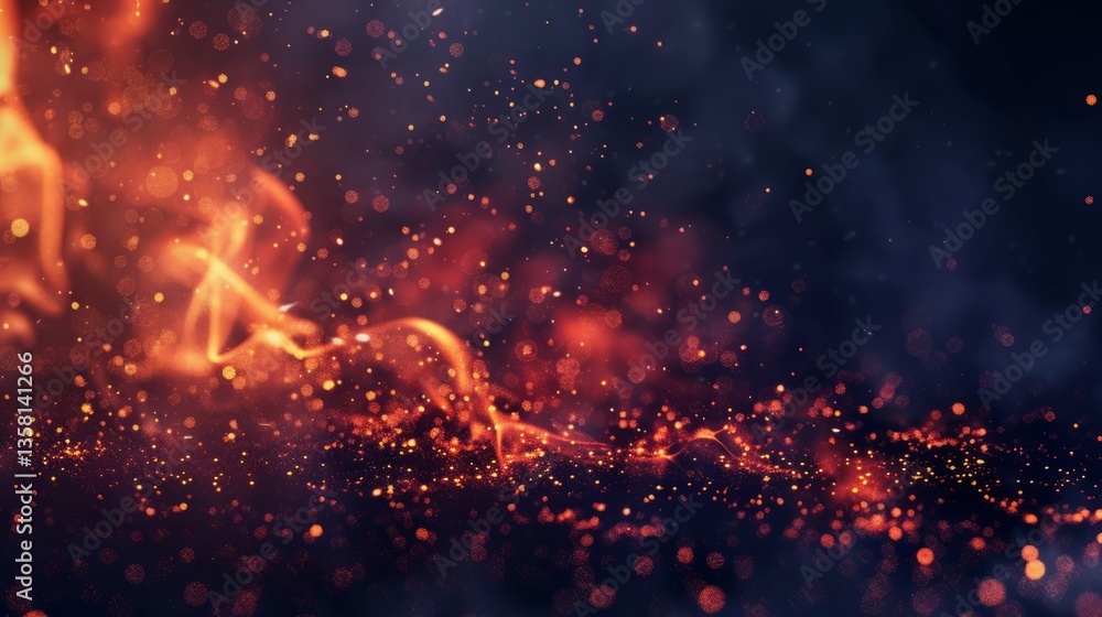 Fiery Abstract Background. Sparks And Bokeh Lights. Texture With Burning Elements. Motion Graphics And Visual Effects. Fiery Abstract Background. Sparks And Bokeh Lights. Texture With Burning Elements. Motion Graphics And Visual Effects.