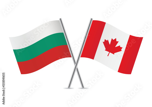 Free Download Bulgaria and Canada crossed flags. Bulgarian and Canadian flags on a white background. Vector icon set. Vector illustration. - GFXLoad