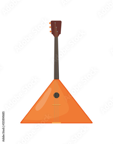 Vector illustration of an orange balalaika with a triangular body.