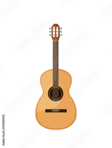 Vector illustration of a light brown acoustic guitar.
