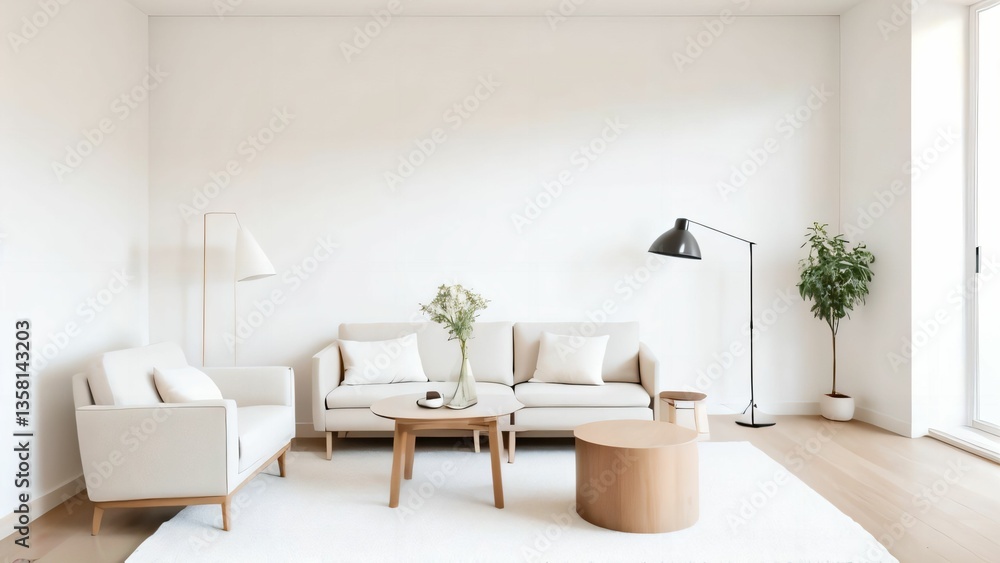 Fototapeta premium modern living room with white furniture