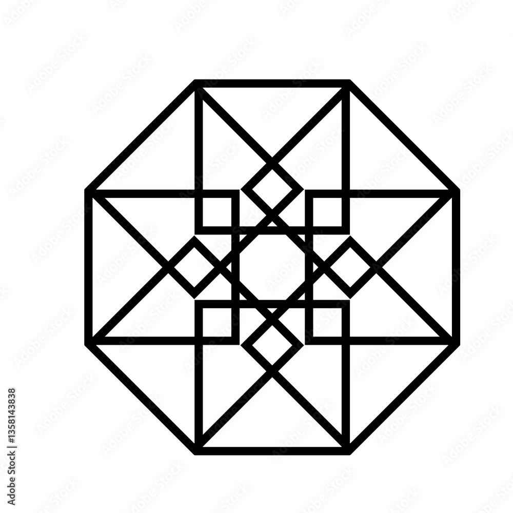 Abstract vector isolated ornament islamic geometry decorative contour lines Abstract vector isolated ornament islamic geometry decorative contour lines