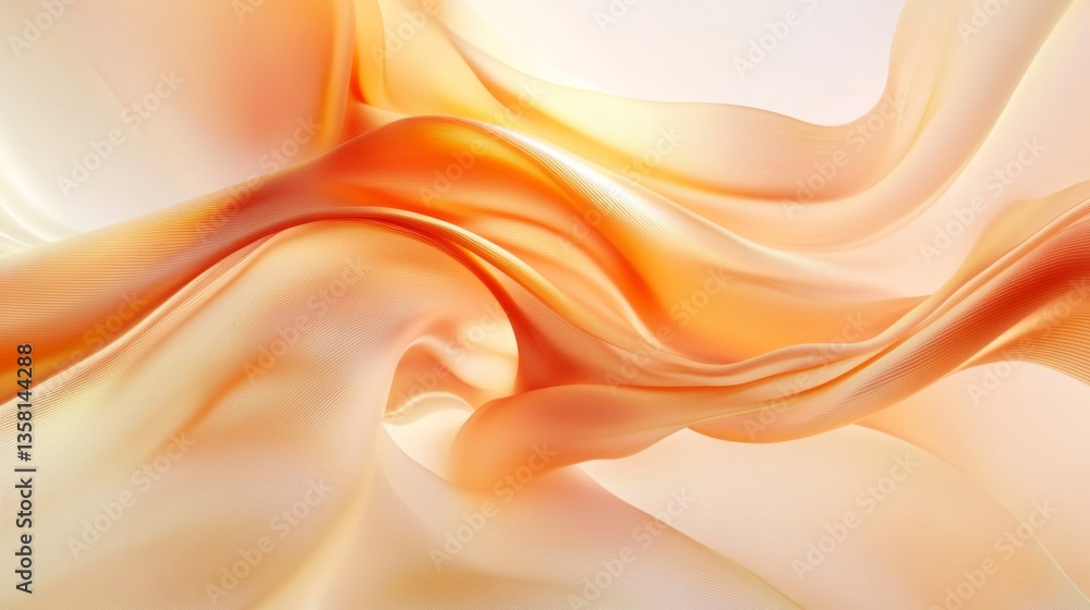 Obraz premium Abstract Orange Fabric Waves Light Background