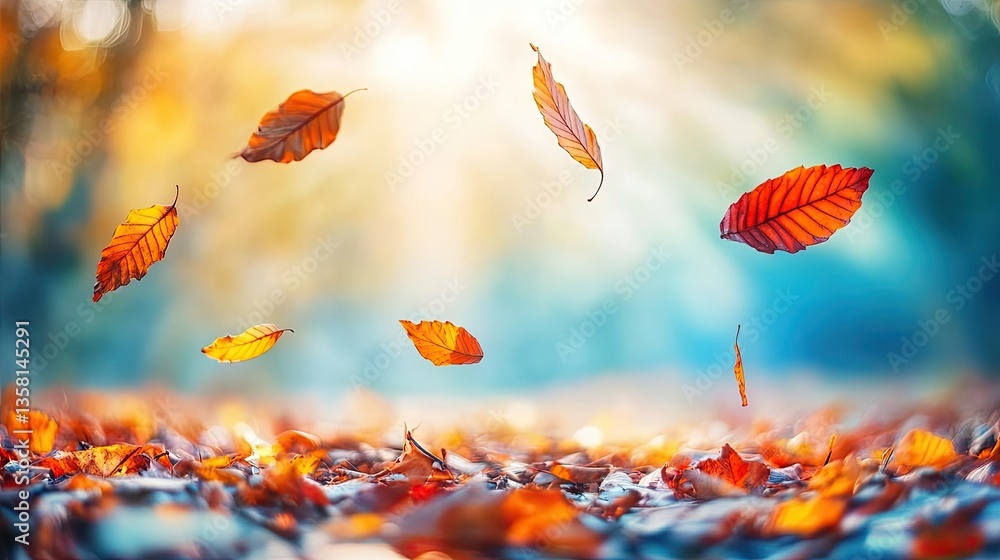 Autumn leaves falling gently to the ground Autumn leaves falling gently to the ground