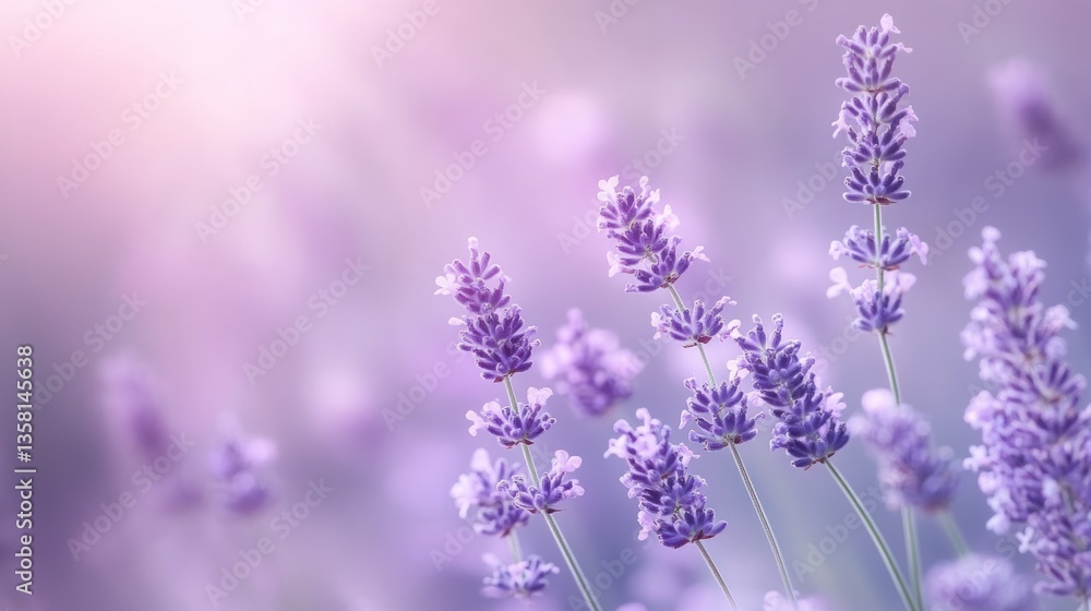 Naklejka premium Delicate Lavender Blooms in Soft Purple Light