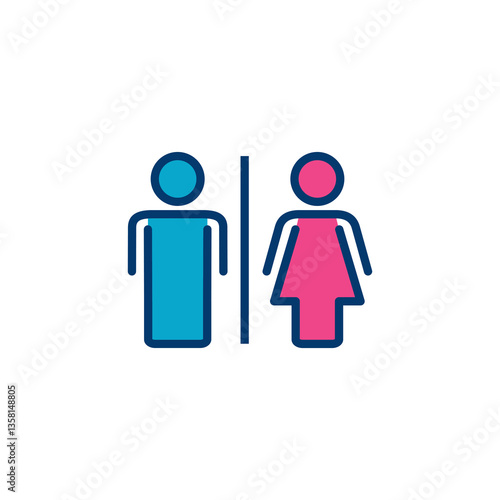 Toilet icon vector isolated on white background. Toilet sign. Man and woman restroom sign vector. Male and female icon