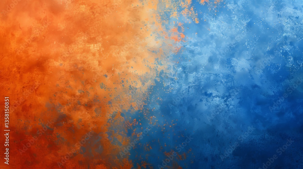 Fototapeta premium Abstract Texture Background: Orange And Blue Grunge Paint Splatter Design