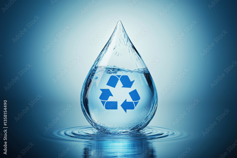 Fototapeta premium Water Recycling: A Drop of Hope for a Sustainable Future. Conserve water, recycle, and protect our precious resources for generations to come.