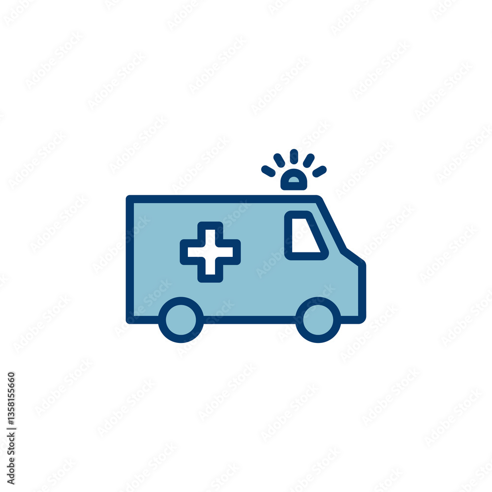 Fototapeta premium Ambulance Icon vector isolated on white background. Ambulance Icon Design. ambulance truck icon vector