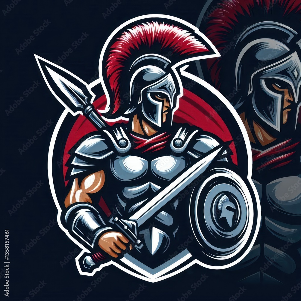 Spartan Warrior with Emblem Design. Spartan Warrior with Emblem Design.