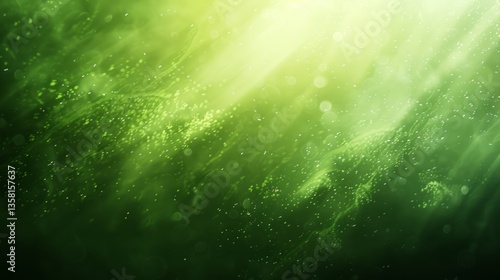 Abstract Green Light Background, Ecology, Nature, Fresh Spring Concept, Sunlight, Bokeh, Modern Wallpaper, Graphic Design