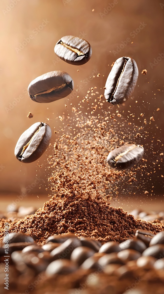 Roasted Coffee Beans Exploding. Roasted Coffee Beans Exploding.
