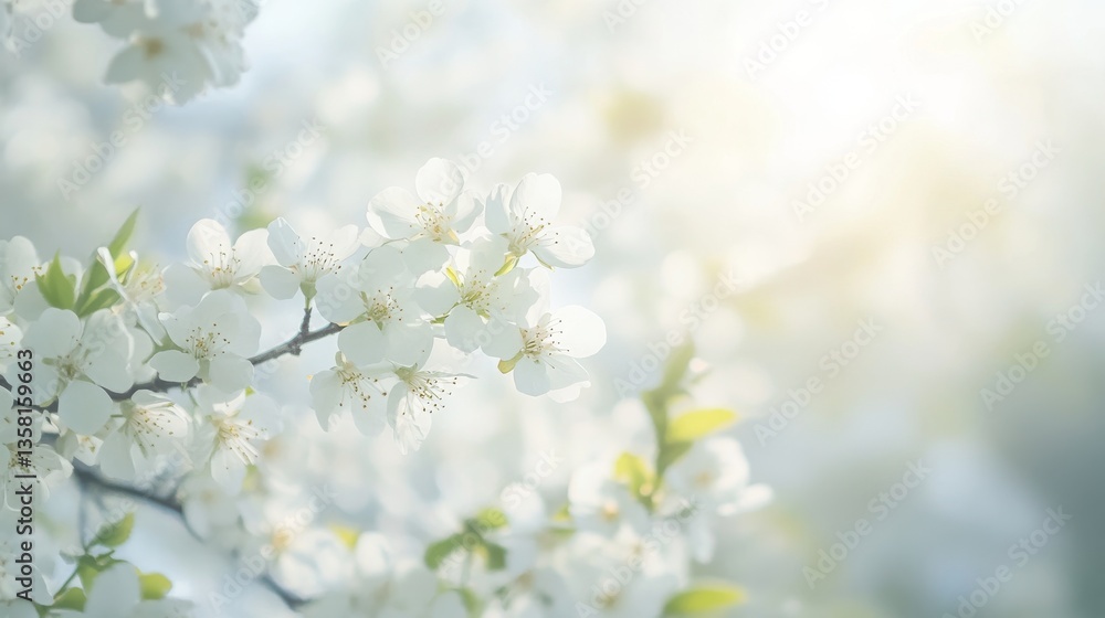 Sunlit cherry blossoms in full bloom with gentle morning light. Sunlit cherry blossoms in full bloom with gentle morning light.