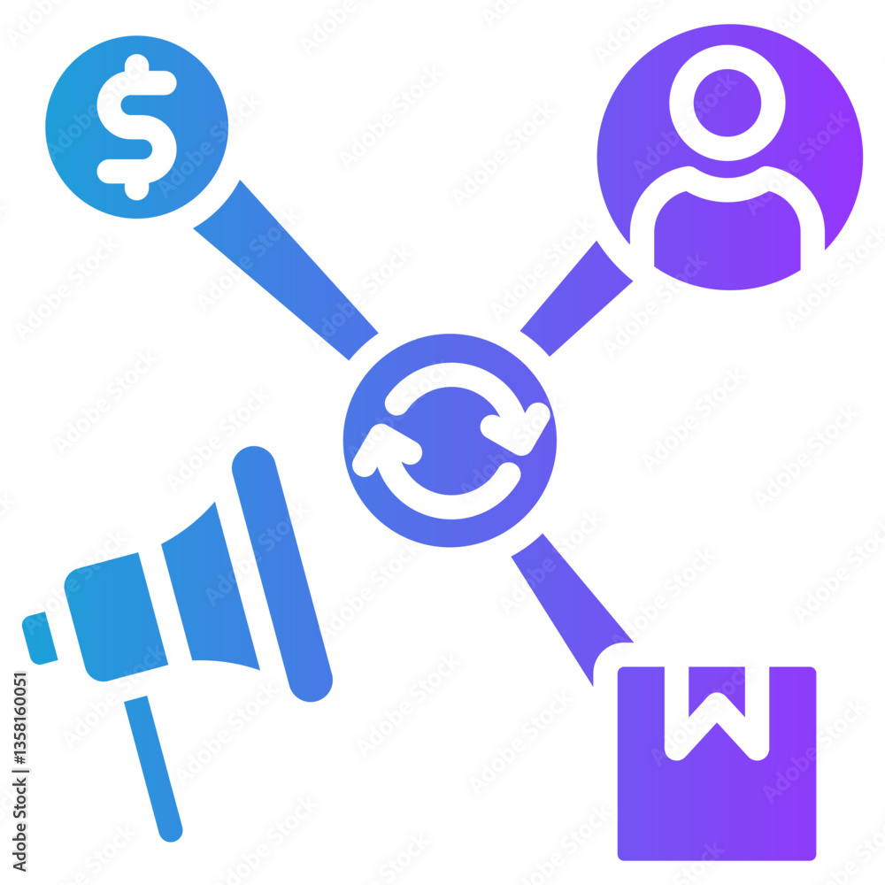 Sales Automation glyph gradient icon Sales Automation glyph gradient icon