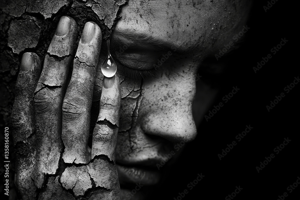 A poignant monochrome portrait depicting profound sadness and emotional distress, showcasing the fragility of the human spirit. A poignant monochrome portrait depicting profound sadness and emotional distress, showcasing the fragility of the human spirit.