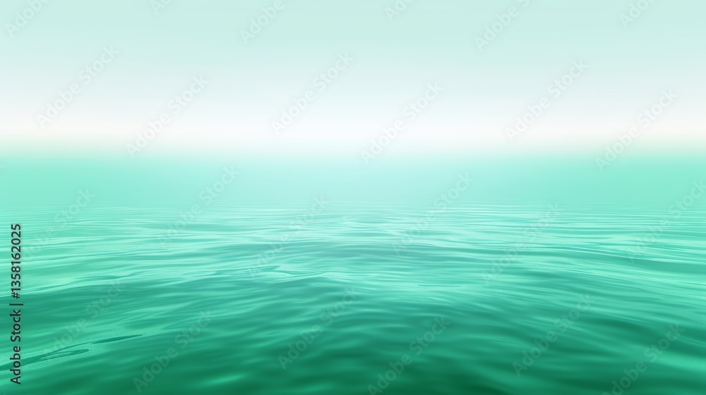 Fototapeta premium Serene Turquoise Ocean Surface: Calm Sea, Light Reflection, Relaxing Vibe