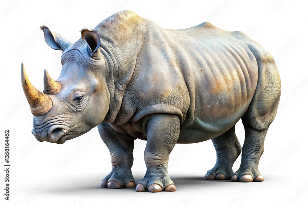 Fototapeta premium Rhino Mockup, 3D Render, Realistic, Animal, Wildlife