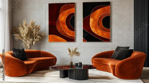 Modern Living Room Design Featuring Stylish Abstract Artwork Generative AI