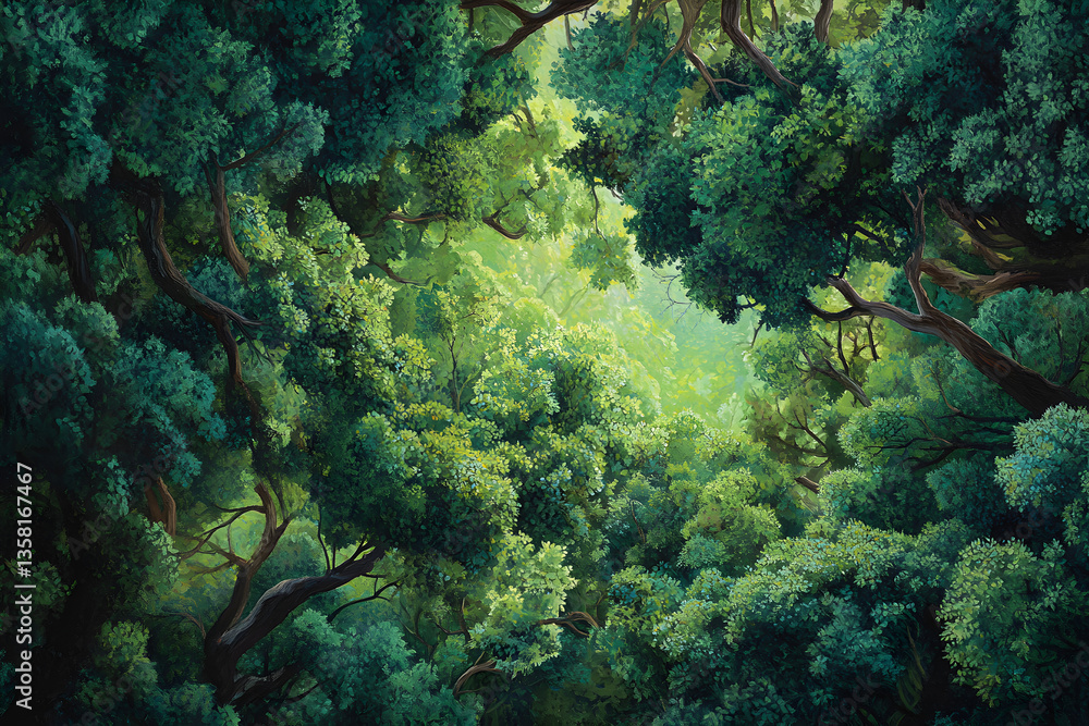 Aerial Enchantment: Ocean of Greenery Sprawled Beneath Treetops Aerial Enchantment: Ocean of Greenery Sprawled Beneath Treetops
